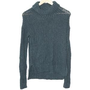 Womens Abercrombie & Fitch Green Ribbed Cable Knit Turtleneck Sweater Size XS